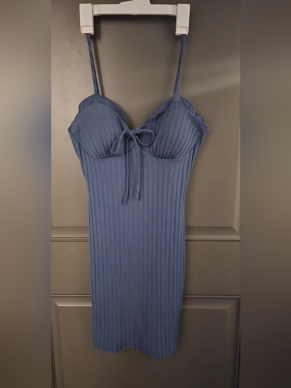Ribbed Bodycon Dress - Blue / Size M